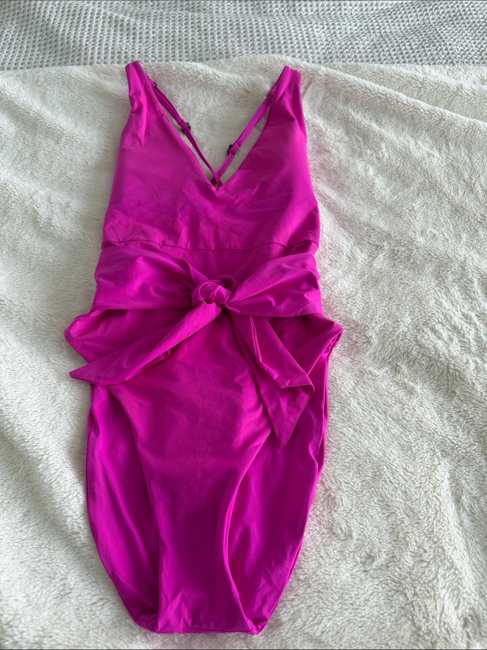 BECCA Magenta One-Piece Swimsuit with Front Waist Tie